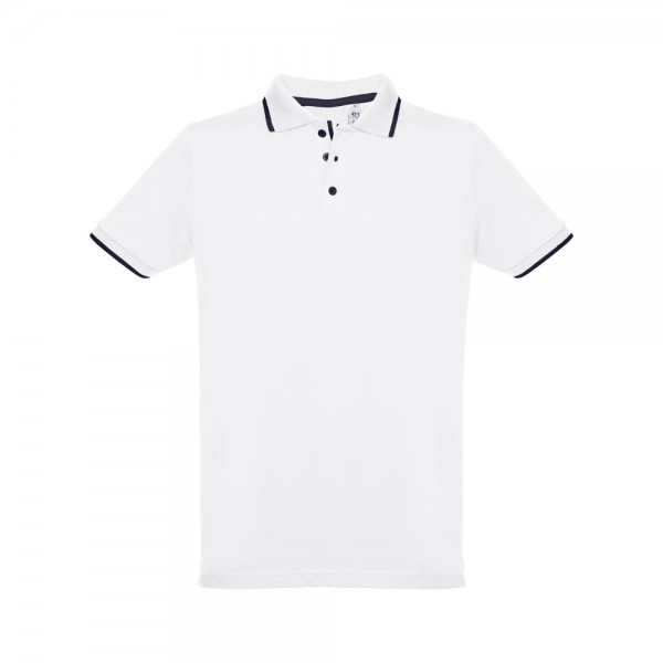 THC ROME WH. Polo da uomo in cotone bicolore. colore bianco - Bianco