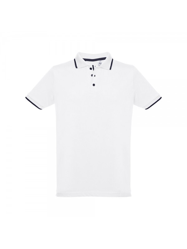 THC ROME WH. Polo da uomo in cotone bicolore. colore bianco - Bianco THC ROME WH. Polo da uomo in cotone bicolore. colore bianco - Bianco