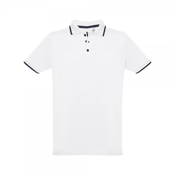 THC ROME WH. Polo da uomo in cotone bicolore. colore bianco - Bianco