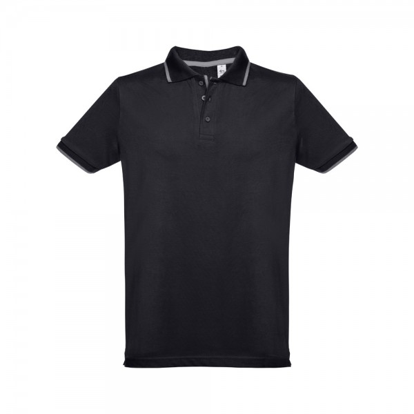 THC ROME. Polo da uomo in cotone bicolore - Nero