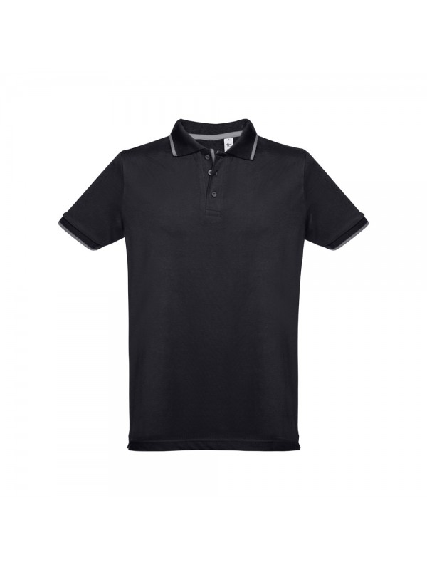 THC ROME. Polo da uomo in cotone bicolore - Nero THC ROME. Polo da uomo in cotone bicolore - Nero