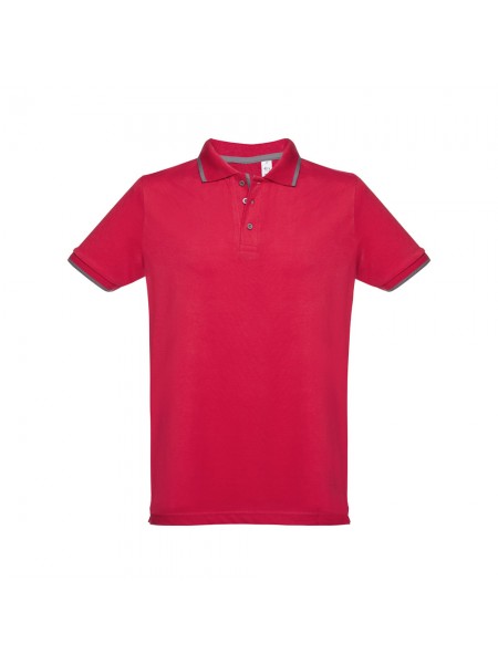 THC ROME. Polo da uomo in cotone bicolore - Rosso THC ROME. Polo da uomo in cotone bicolore - Rosso