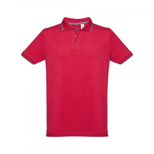 THC ROME. Polo da uomo in cotone bicolore - Rosso