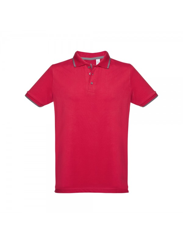 THC ROME. Polo da uomo in cotone bicolore - Rosso THC ROME. Polo da uomo in cotone bicolore - Rosso