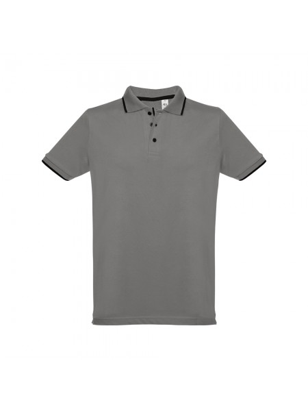 THC ROME. Polo da uomo in cotone bicolore - Grigio THC ROME. Polo da uomo in cotone bicolore - Grigio