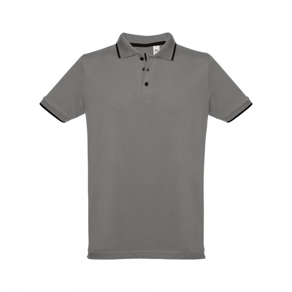 THC ROME. Polo da uomo in cotone bicolore - Grigio