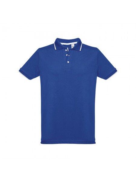 THC ROME. Polo da uomo in cotone bicolore - Blu reale THC ROME. Polo da uomo in cotone bicolore - Blu reale