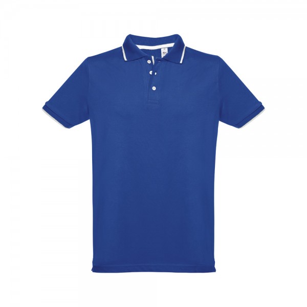 THC ROME. Polo da uomo in cotone bicolore - Blu reale