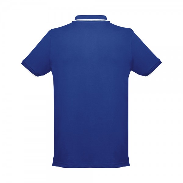 THC ROME. Polo da uomo in cotone bicolore - Blu reale