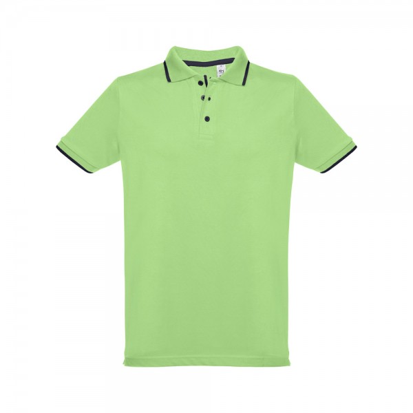 THC ROME. Polo da uomo in cotone bicolore - Verde chiaro