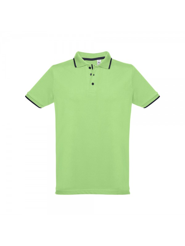 THC ROME. Polo da uomo in cotone bicolore - Verde chiaro THC ROME. Polo da uomo in cotone bicolore - Verde chiaro