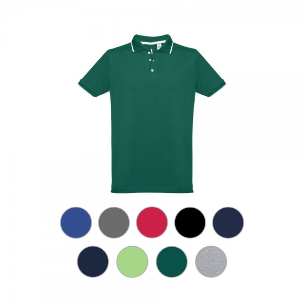 THC ROME. Polo da uomo in cotone bicolore - Verde chiaro