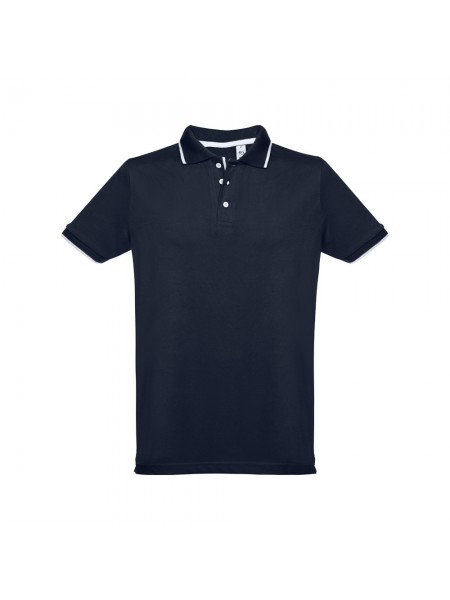 THC ROME. Polo da uomo in cotone bicolore - Blu scuro THC ROME. Polo da uomo in cotone bicolore - Blu scuro