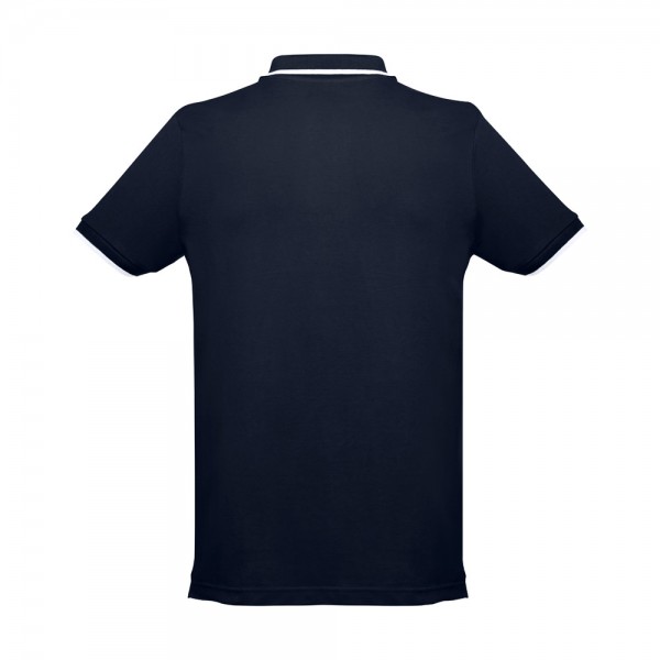 THC ROME. Polo da uomo in cotone bicolore - Blu scuro