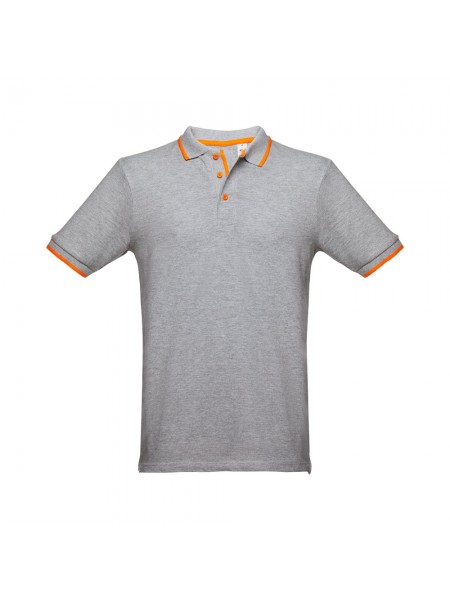 THC ROME. Polo da uomo in cotone bicolore - Grigio chiaro mélange THC ROME. Polo da uomo in cotone bicolore - Grigio chiaro mélange