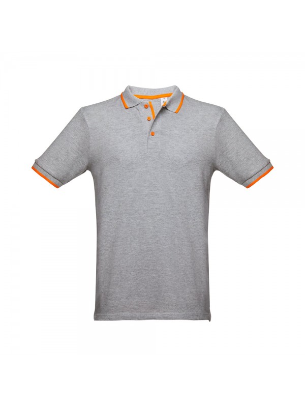 THC ROME. Polo da uomo in cotone bicolore - Grigio chiaro mélange THC ROME. Polo da uomo in cotone bicolore - Grigio chiaro mélange