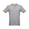 THC ROME. Polo da uomo in cotone bicolore - Grigio chiaro mélange