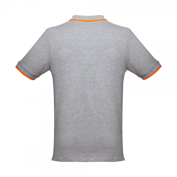 THC ROME. Polo da uomo in cotone bicolore - Grigio chiaro mélange