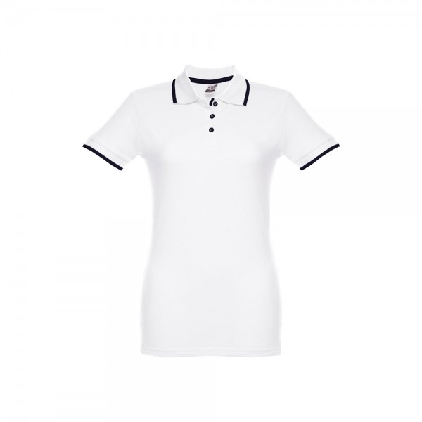 THC ROME WOMEN WH. Polo da donna in cotone bicolore - Bianco
