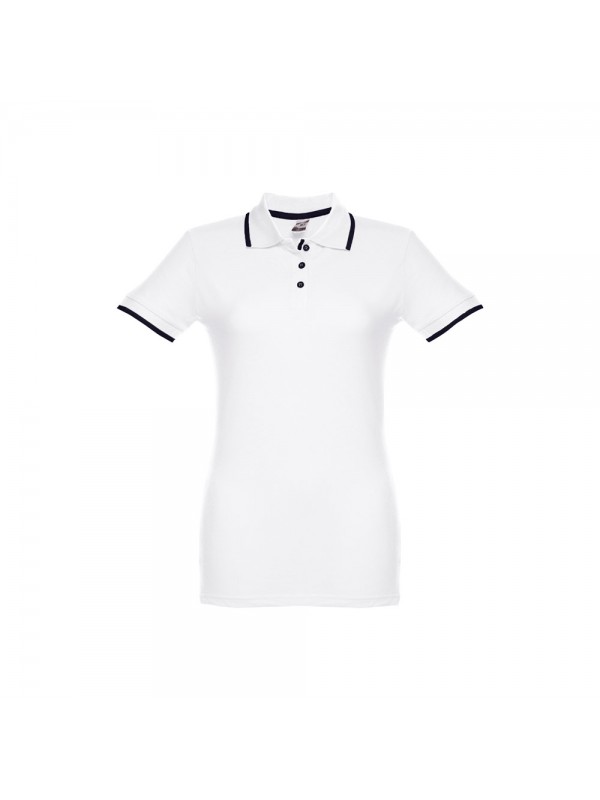 THC ROME WOMEN WH. Polo da donna in cotone bicolore - Bianco THC ROME WOMEN WH. Polo da donna in cotone bicolore - Bianco