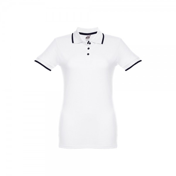 THC ROME WOMEN WH. Polo da donna in cotone bicolore - Bianco