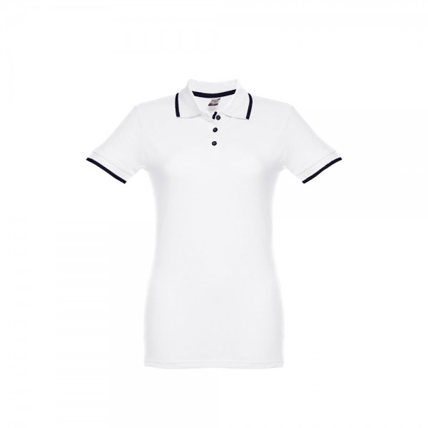 THC ROME WOMEN WH. Polo da donna in cotone bicolore - Bianco
