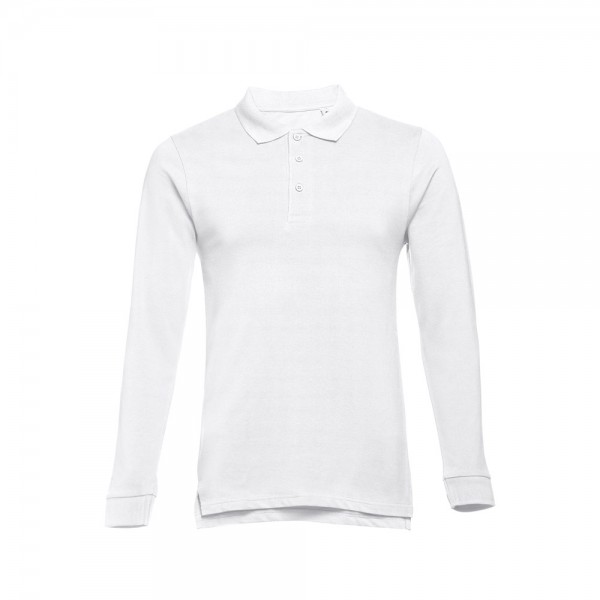 THC BERN WH. Polo da uomo in cotone a maniche lunghe - Bianco