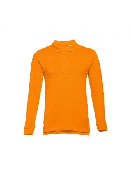 THC BERN. Polo da uomo a maniche lunghe in cotone cardato - Arancione THC BERN. Polo da uomo a maniche lunghe in cotone cardato - Arancione