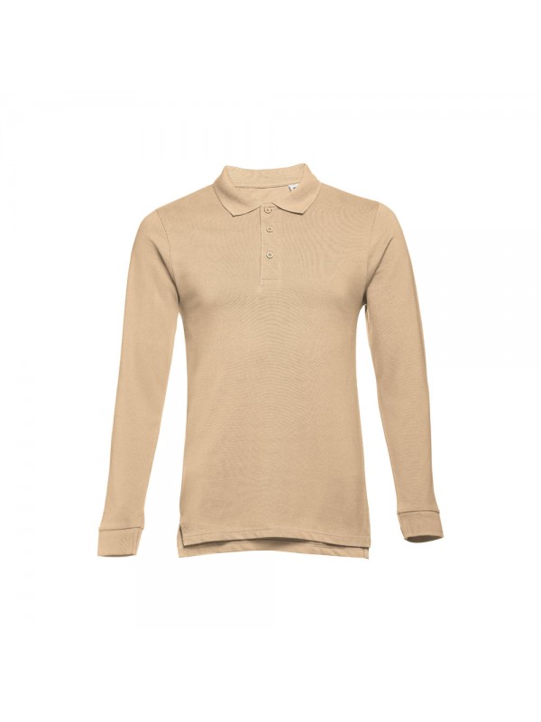 THC BERN 3XL. Polo a manica lunga da uomo - Marrone chiaro THC BERN 3XL. Polo a manica lunga da uomo - Marrone chiaro