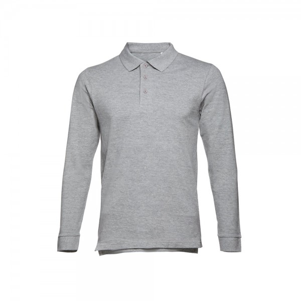 THC BERN 3XL. Polo a manica lunga da uomo - Grigio chiaro mélange