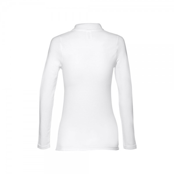 THC BERN WOMEN WH. Polo da donna a manica lunga in cotone cardato - Bianco