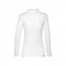 THC BERN WOMEN WH. Polo da donna a manica lunga in cotone cardato - Bianco