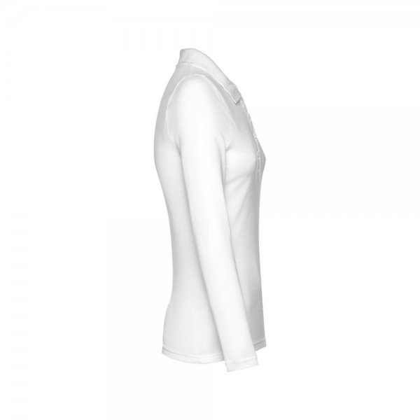 THC BERN WOMEN WH. Polo da donna a manica lunga in cotone cardato - Bianco