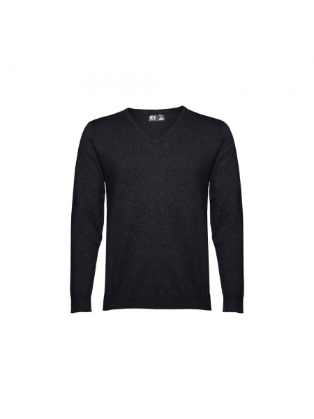 THC MILAN. Pullover da uomo con scollo a V in cotone e poliammide - Nero THC MILAN. Pullover da uomo con scollo a V in cotone e poliammide - Nero