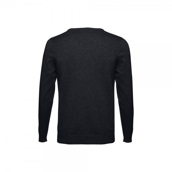 THC MILAN. Pullover da uomo con scollo a V in cotone e poliammide - Nero