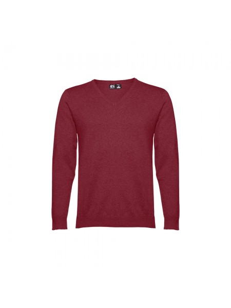 THC MILAN. Pullover da uomo con scollo a V in cotone e poliammide - Bordeaux