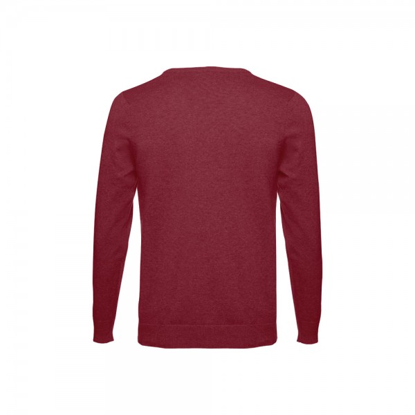 THC MILAN. Pullover da uomo con scollo a V in cotone e poliammide - Bordeaux