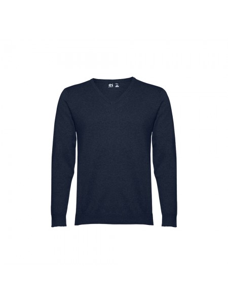 THC MILAN. Pullover da uomo con scollo a V in cotone e poliammide - Blu scuro THC MILAN. Pullover da uomo con scollo a V in cotone e poliammide - Blu scuro