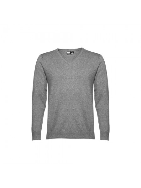THC MILAN. Pullover da uomo con scollo a V in cotone e poliammide - Grigio mélange