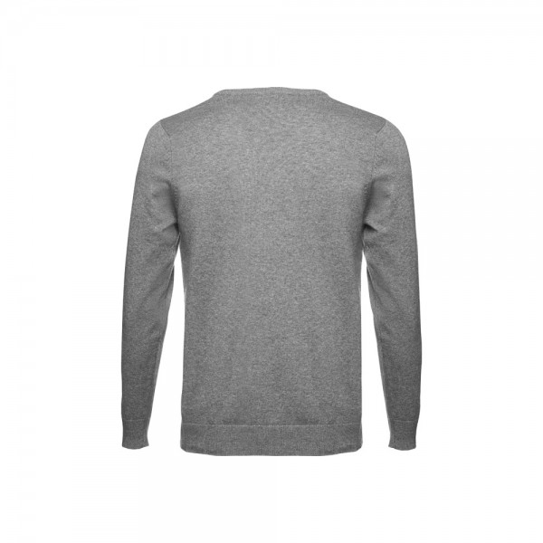 THC MILAN. Pullover da uomo con scollo a V in cotone e poliammide - Grigio mélange
