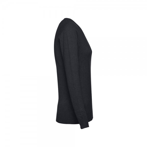 THC MILAN WOMEN. Pullover da donna con scollo a V in cotone e poliammide - Nero