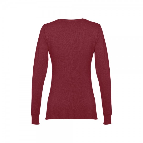 THC MILAN WOMEN. Pullover da donna con scollo a V in cotone e poliammide - Bordeaux