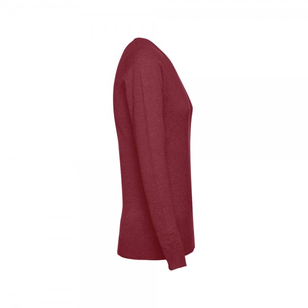 THC MILAN WOMEN. Pullover da donna con scollo a V in cotone e poliammide - Bordeaux