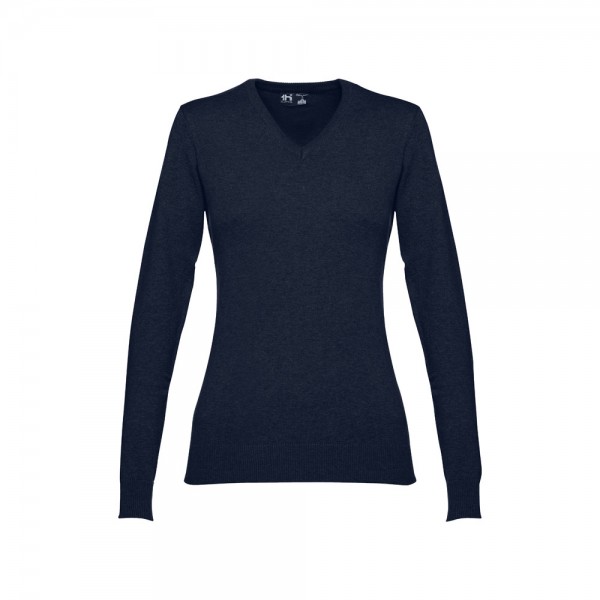 THC MILAN WOMEN. Pullover da donna con scollo a V in cotone e poliammide - Blu scuro