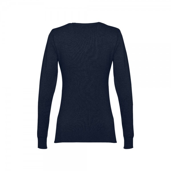 THC MILAN WOMEN. Pullover da donna con scollo a V in cotone e poliammide - Blu scuro