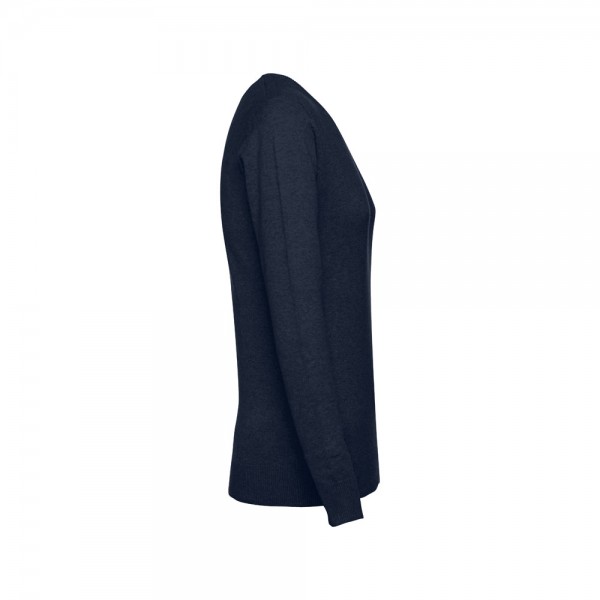 THC MILAN WOMEN. Pullover da donna con scollo a V in cotone e poliammide - Blu scuro