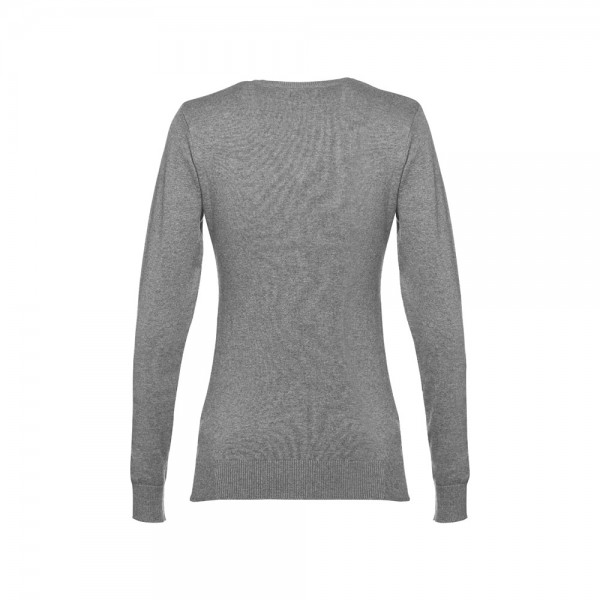 THC MILAN WOMEN. Pullover da donna con scollo a V in cotone e poliammide - Grigio mélange