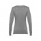 THC MILAN WOMEN. Pullover da donna con scollo a V in cotone e poliammide - Grigio mélange