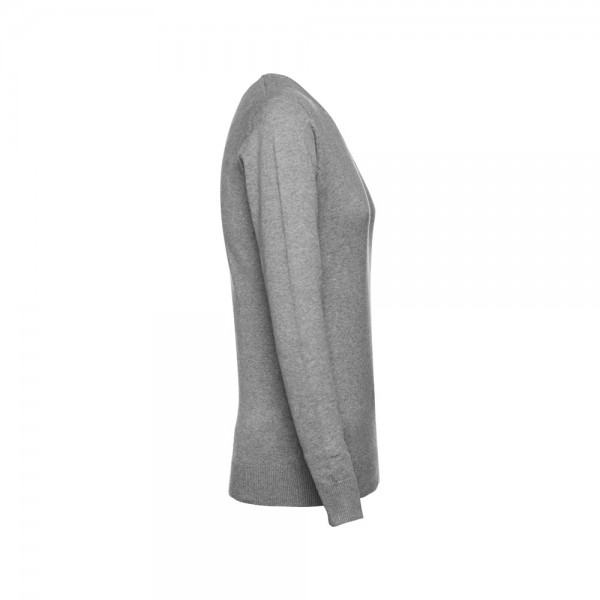 THC MILAN WOMEN. Pullover da donna con scollo a V in cotone e poliammide - Grigio mélange