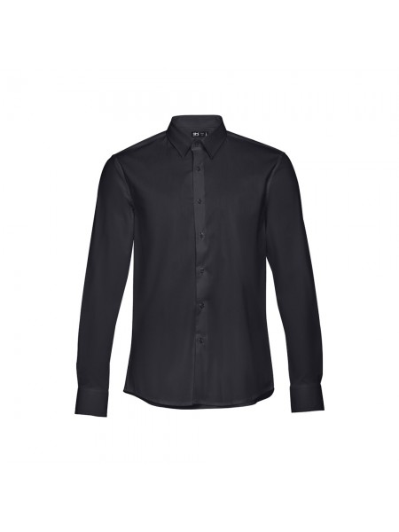 THC PARIS. Camicia da uomo in popeline a maniche lunghe - Nero THC PARIS. Camicia da uomo in popeline a maniche lunghe - Nero